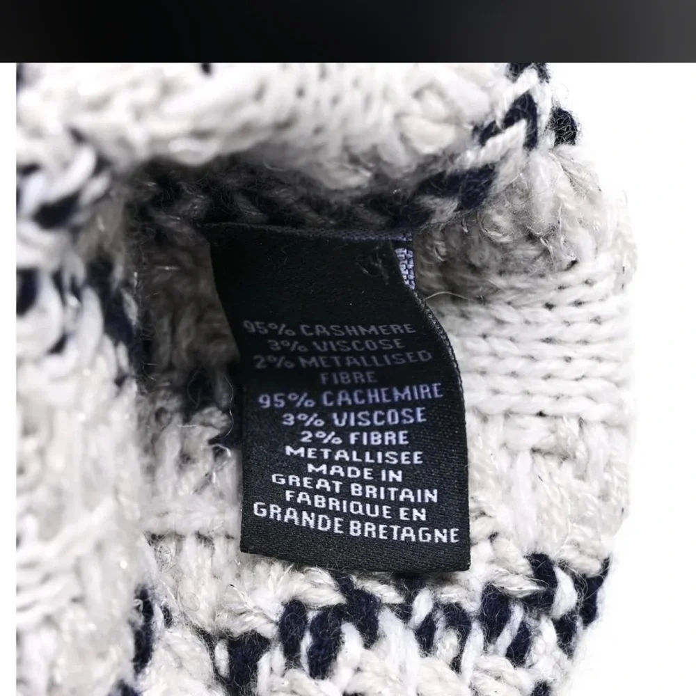 *Beautiful* Chanel - Navy & Grey Cashmere CC Cable Knit - Fingerless Gloves